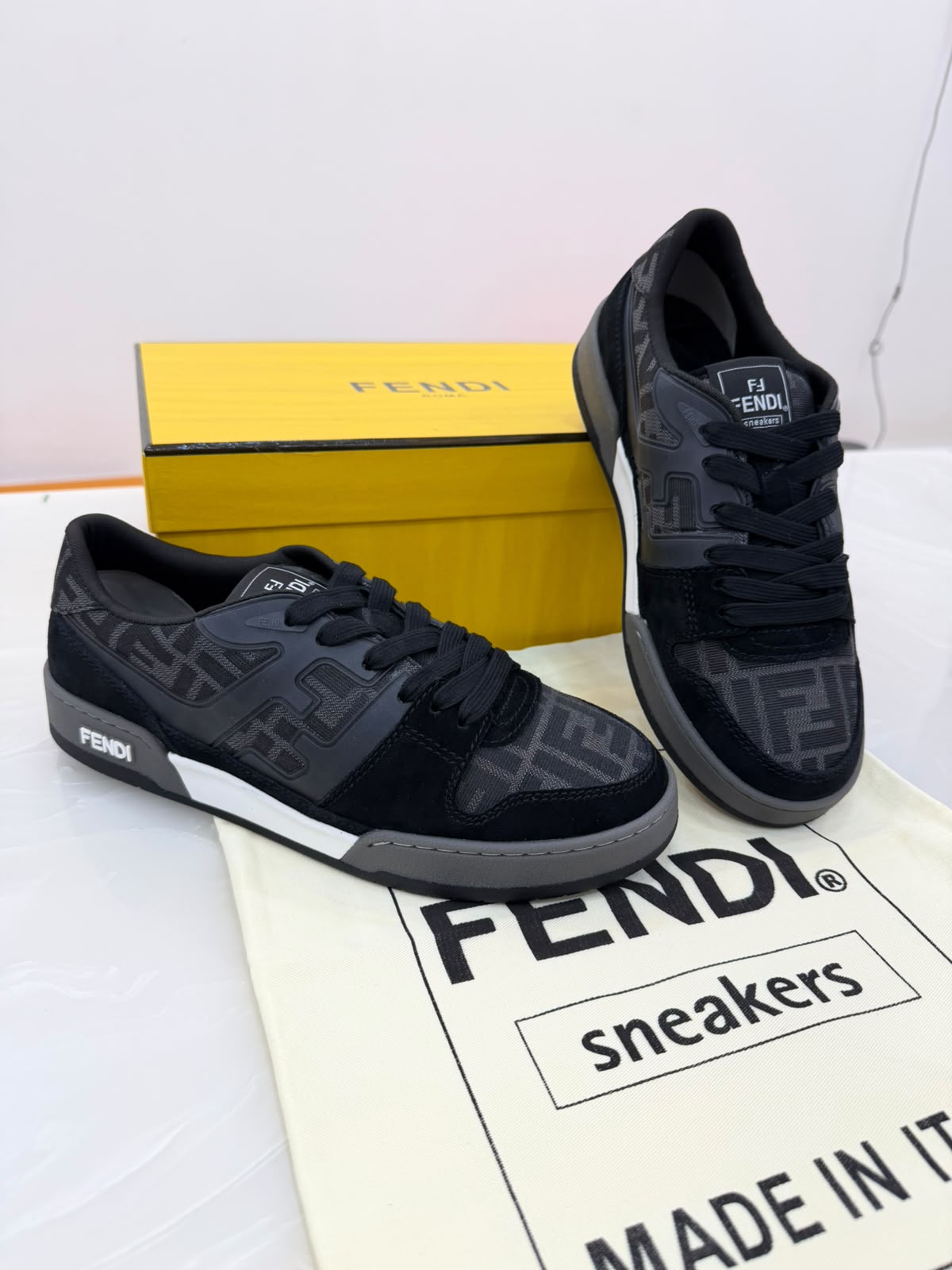 Fendi Match FF & Suede Sneakers