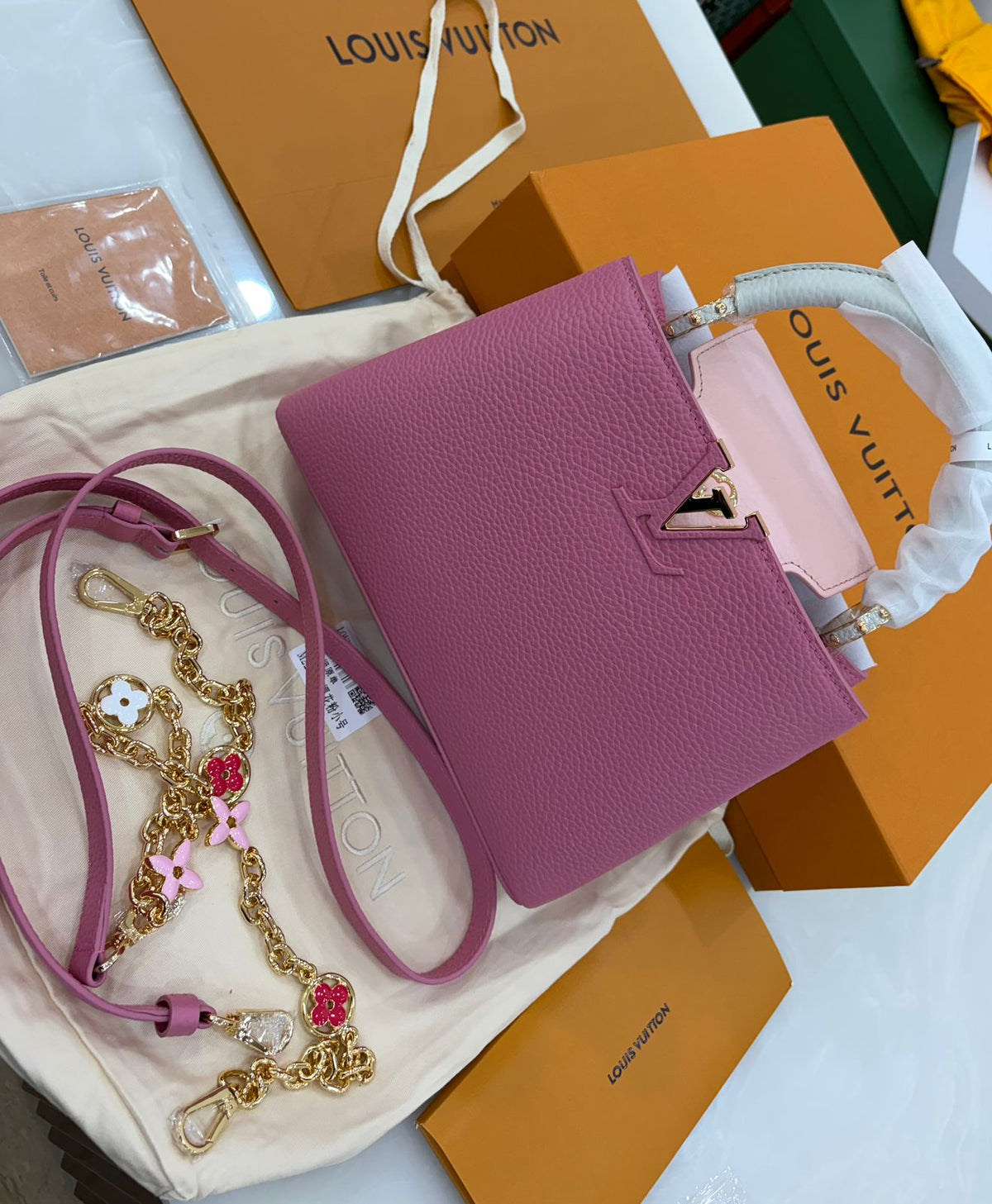 Pink Louis Vuitton Capucines bag