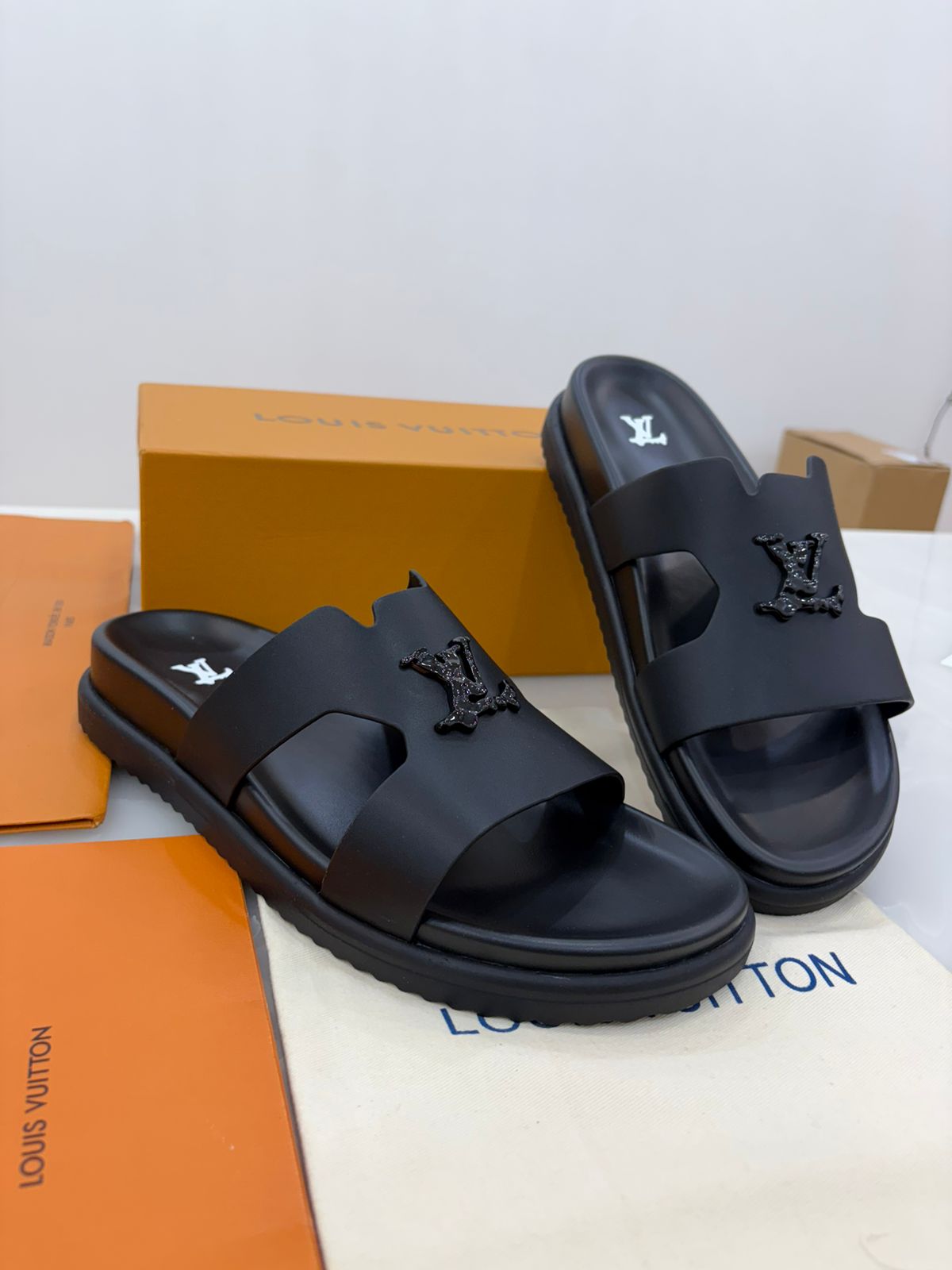 Black Louis Vuitton Oasis mules