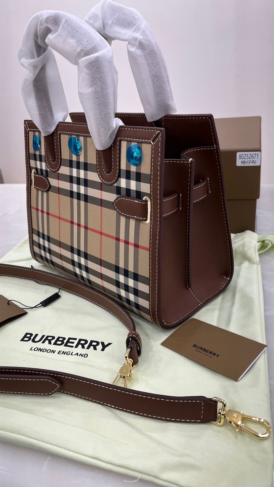 Burberry Mini Two-Handle Title Bag