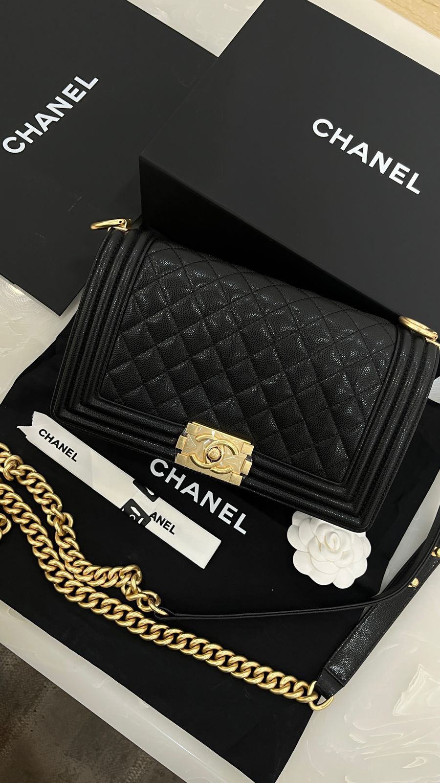 Black grained calfskin Chanel  Handbag