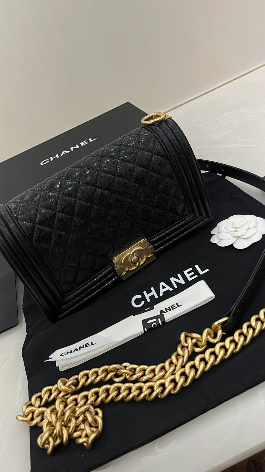 Black grained calfskin Chanel  Handbag