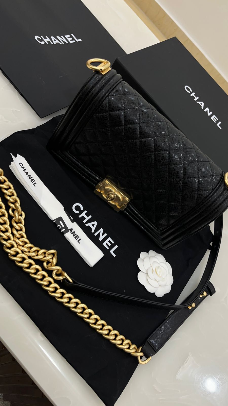 Black grained calfskin Chanel  Handbag