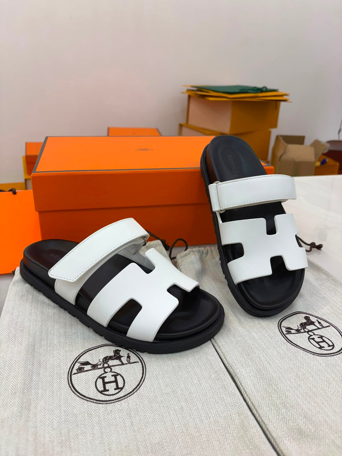 White Hermès Chypre sandals