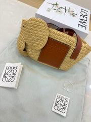 Loewe Elephant Raffia Basket Tote Bag