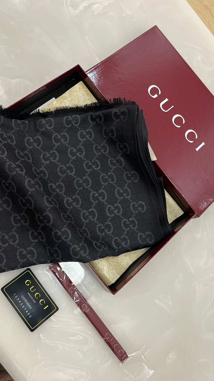 Gucci GG Wool Silk Scarf