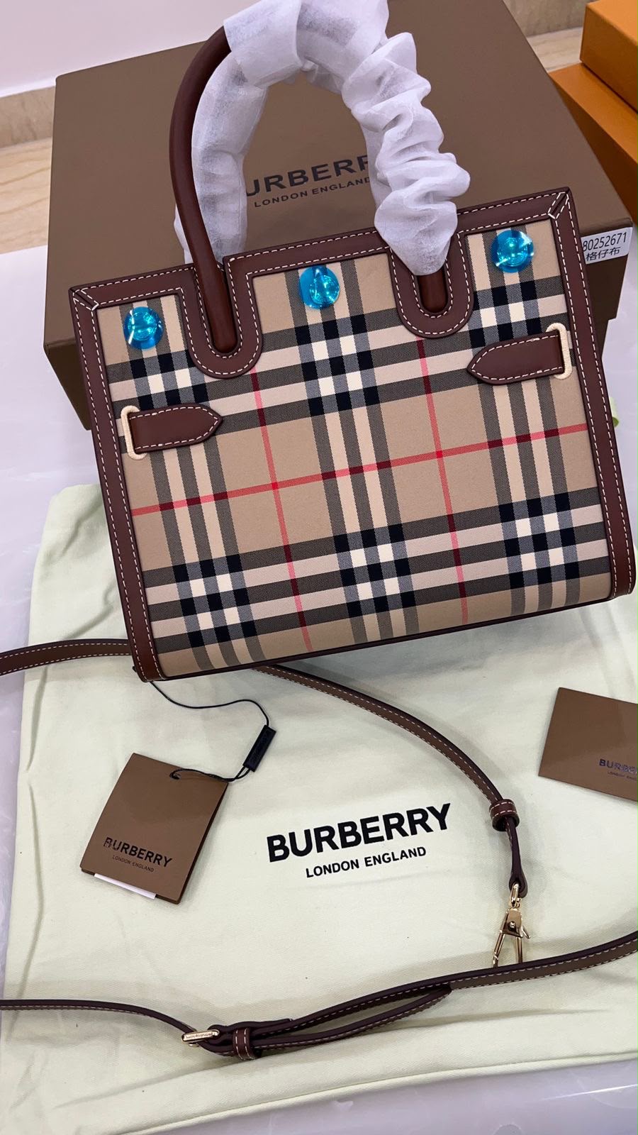 Burberry Mini Two-Handle Title Bag