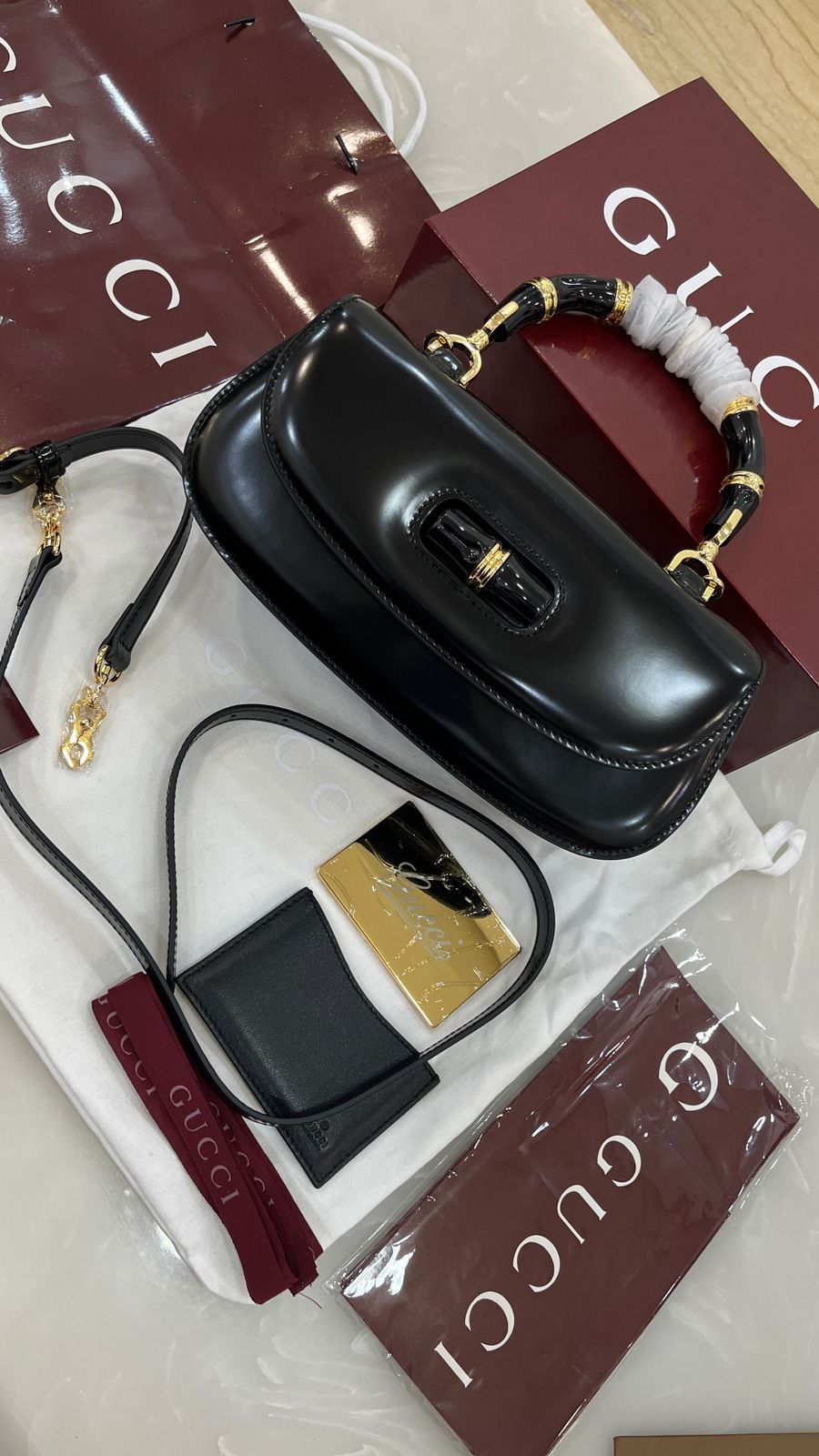 Black Gucci Bamboo 1947 bag