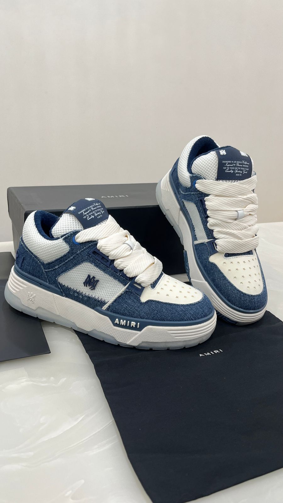 Amiri MA-1 sneakers in white and blue