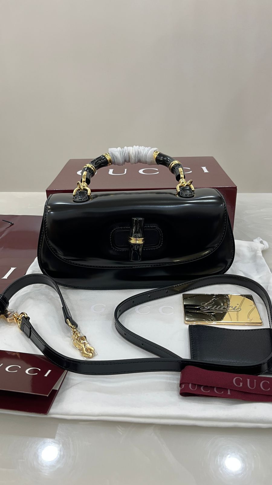 Black Gucci Bamboo 1947 bag