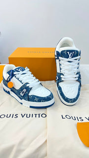 LOUIS VUITTON LV TRAINER MONOGRAM DENIM WHITE BLUE