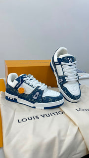 LOUIS VUITTON LV TRAINER MONOGRAM DENIM WHITE BLUE