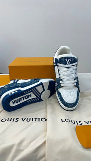 LOUIS VUITTON LV TRAINER MONOGRAM DENIM WHITE BLUE