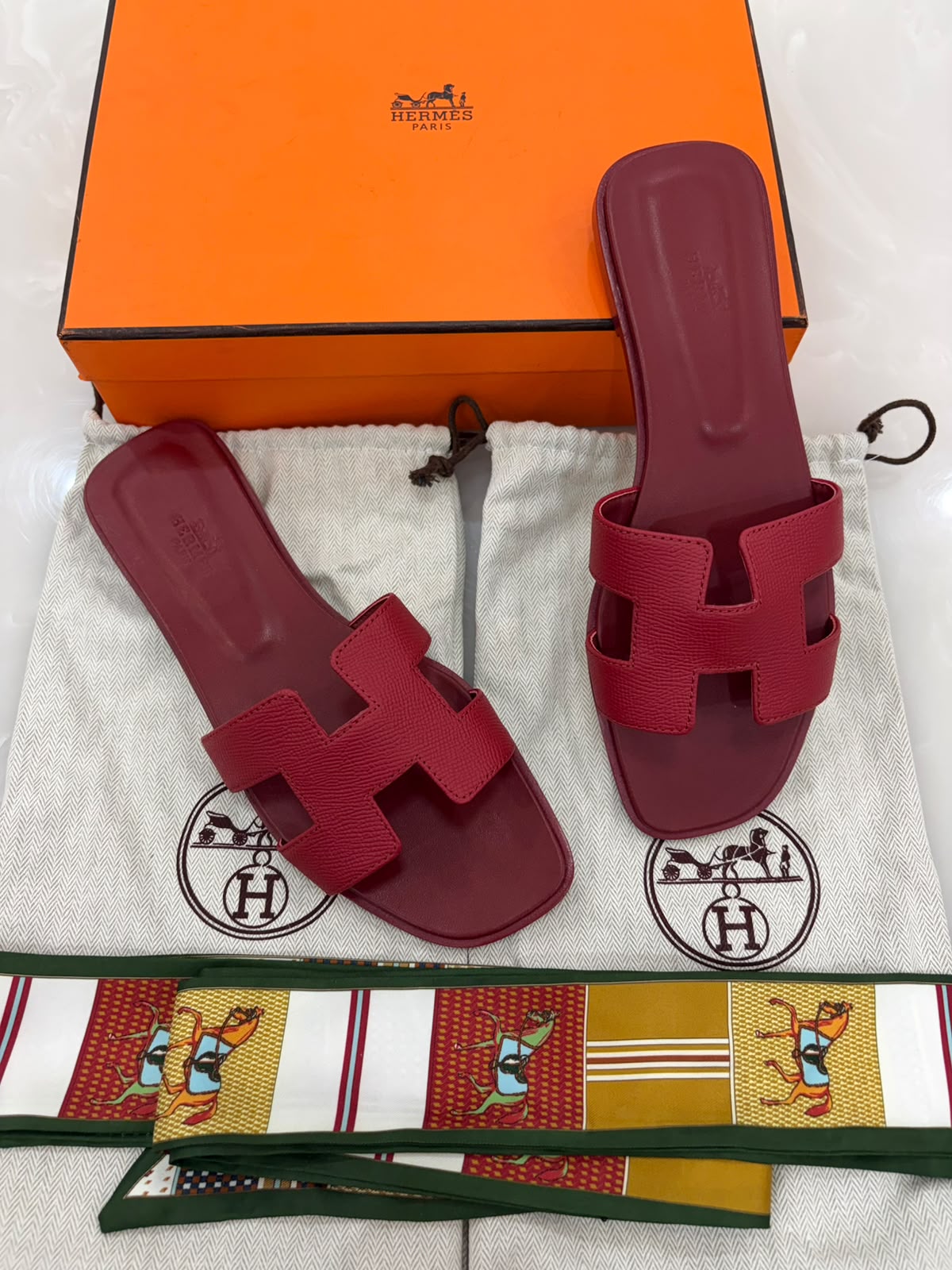 Hermes Oran Sandal Rouge