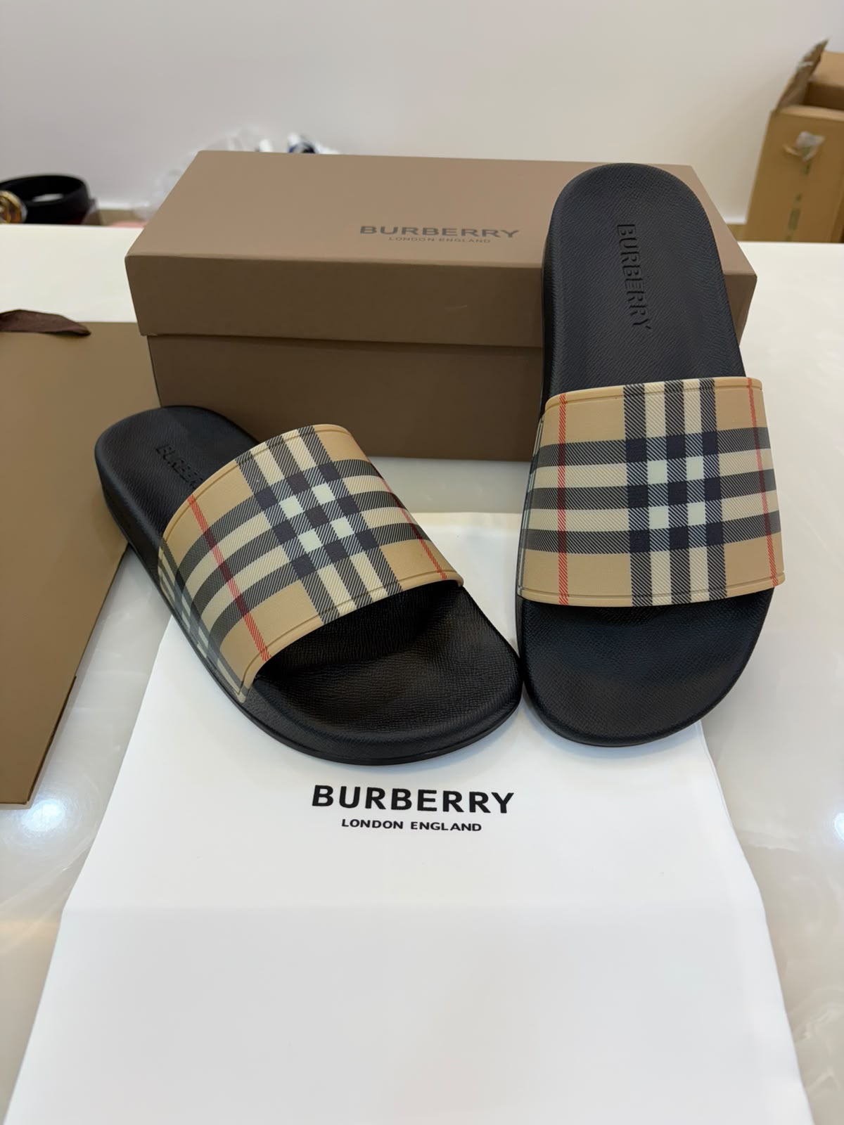 Burberry Check Slides