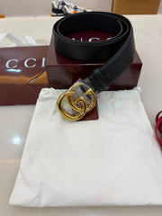 Gucci Black Embossed Logo Belt