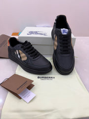 Burberry Leather and Check Terrace Sneakers in black