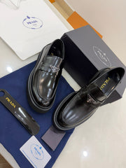 Prada brushed leather loafers