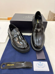 Prada brushed leather loafers
