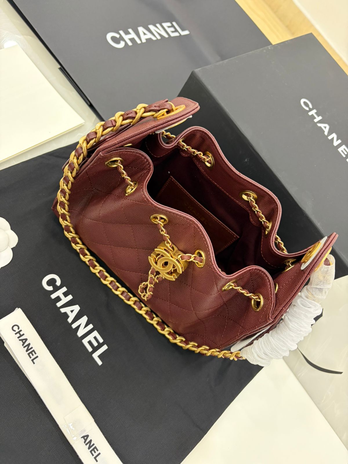 Burgundy Chanel 25 Hobo bag