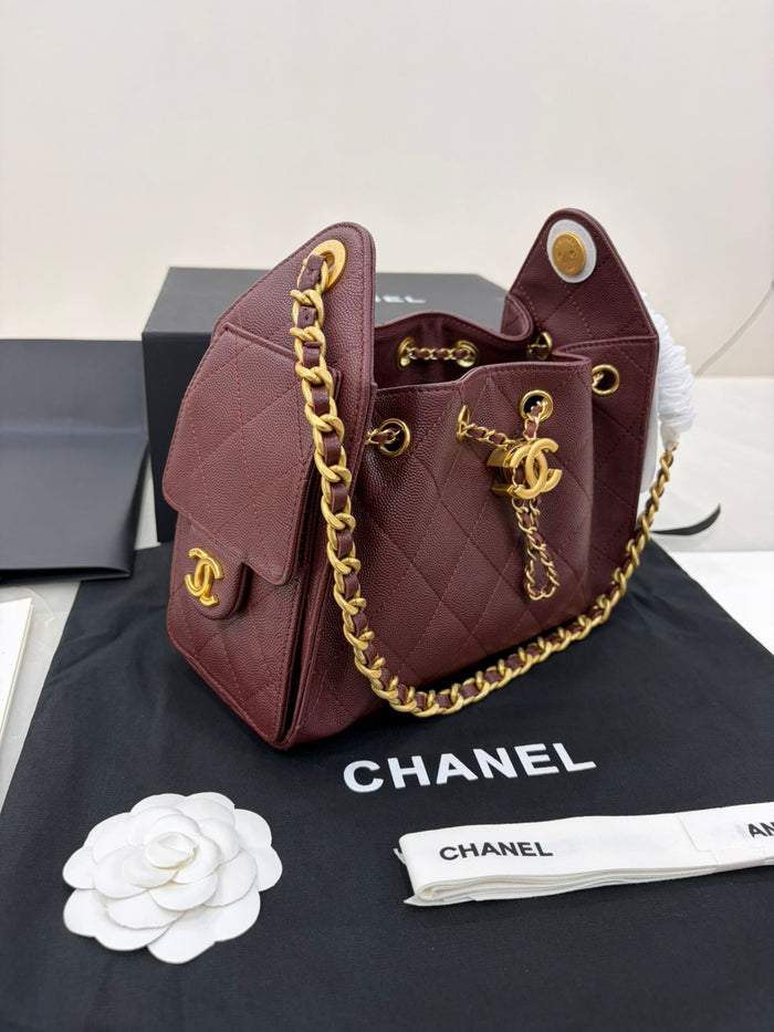 Burgundy Chanel 25 Hobo bag