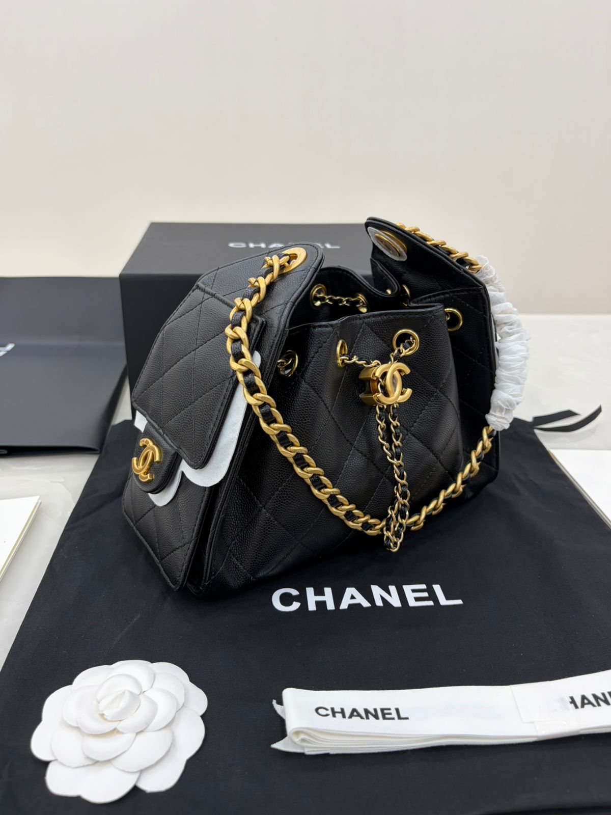 Black Chanel 25 small handbag