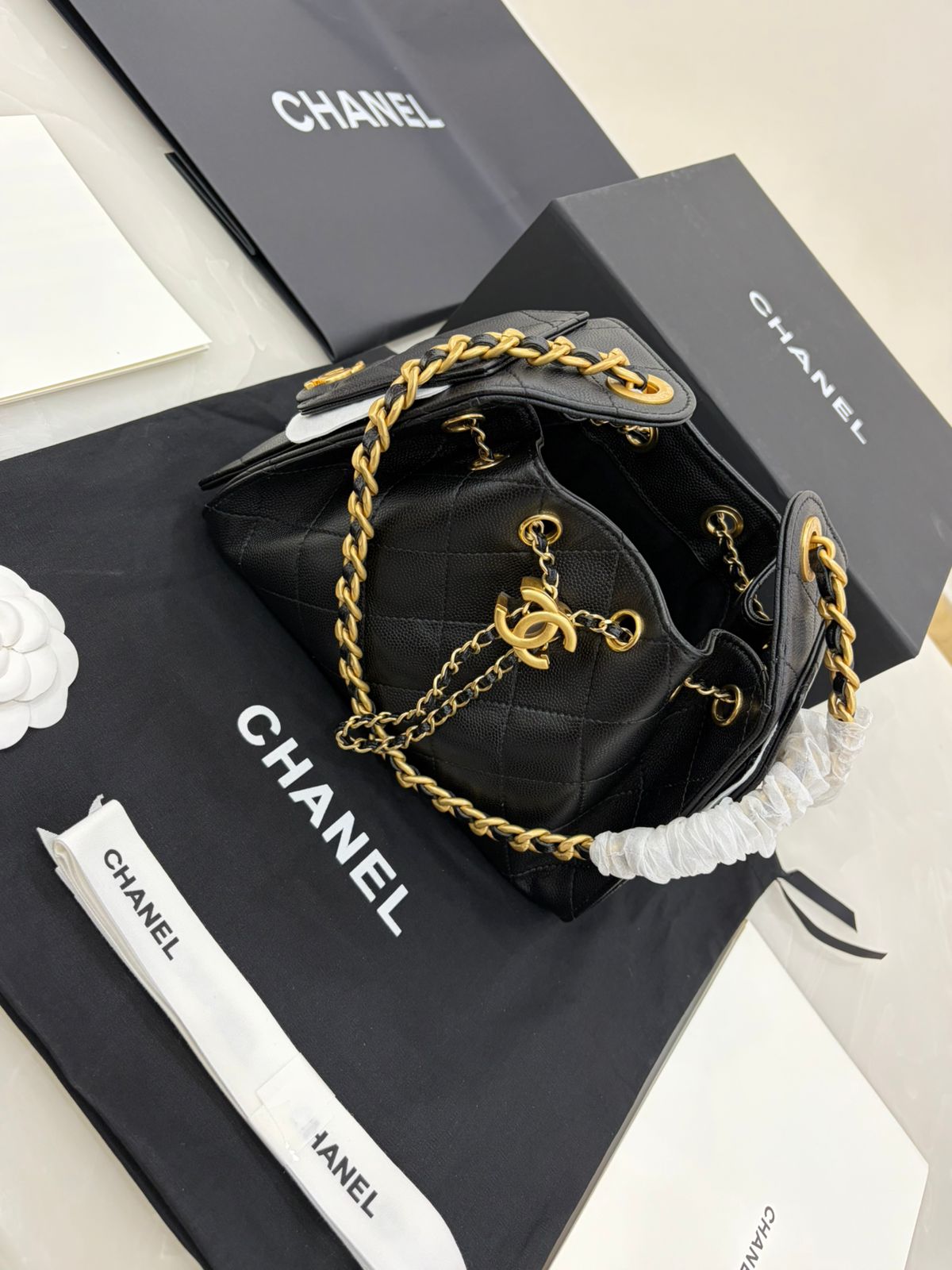 Black Chanel 25 small handbag