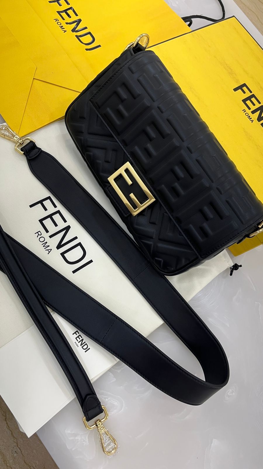 Black leather Fendi Baguette