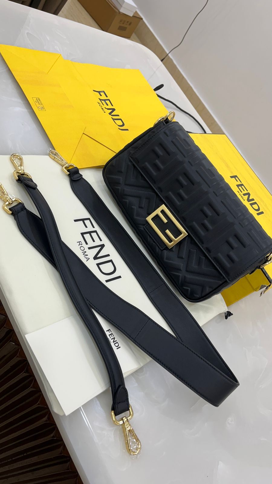 Black leather Fendi Baguette