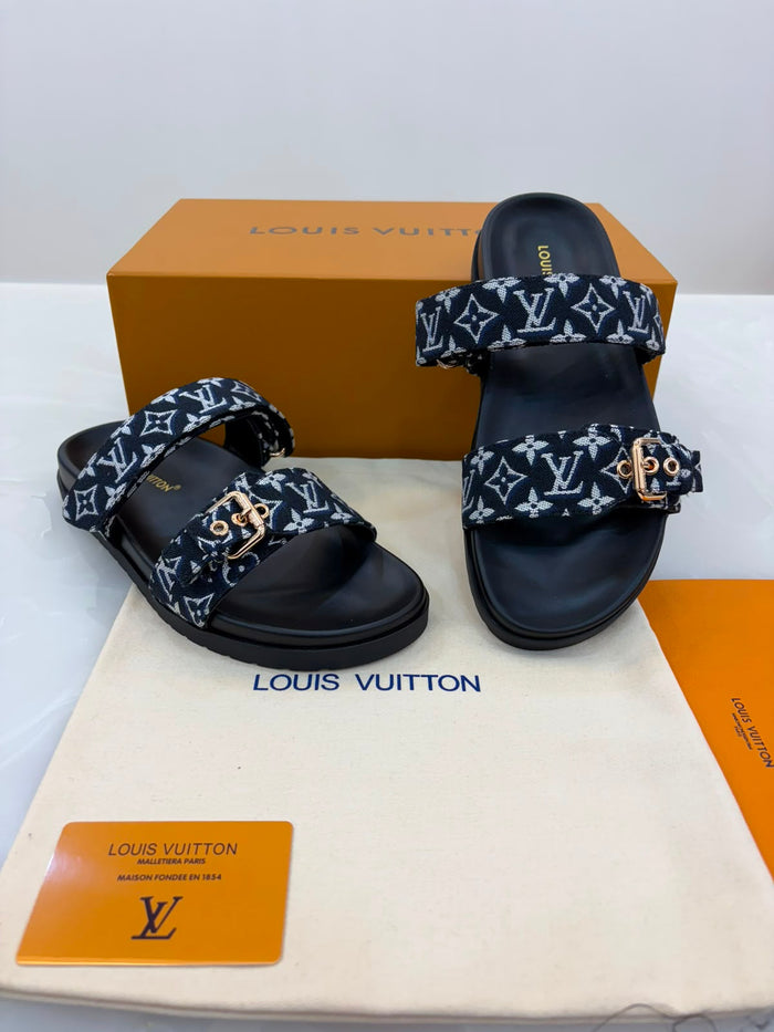 Louis Vuitton Bom Dia flat comfort mules in blue Monogram