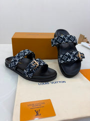 Louis Vuitton Bom Dia flat comfort mules in blue Monogram
