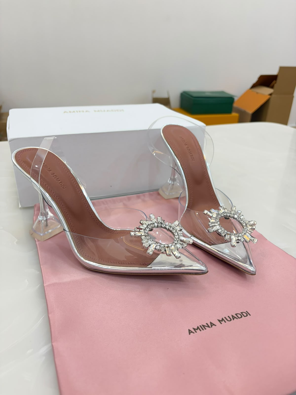 Amina Muaddi Begum Glass Slingback pumps