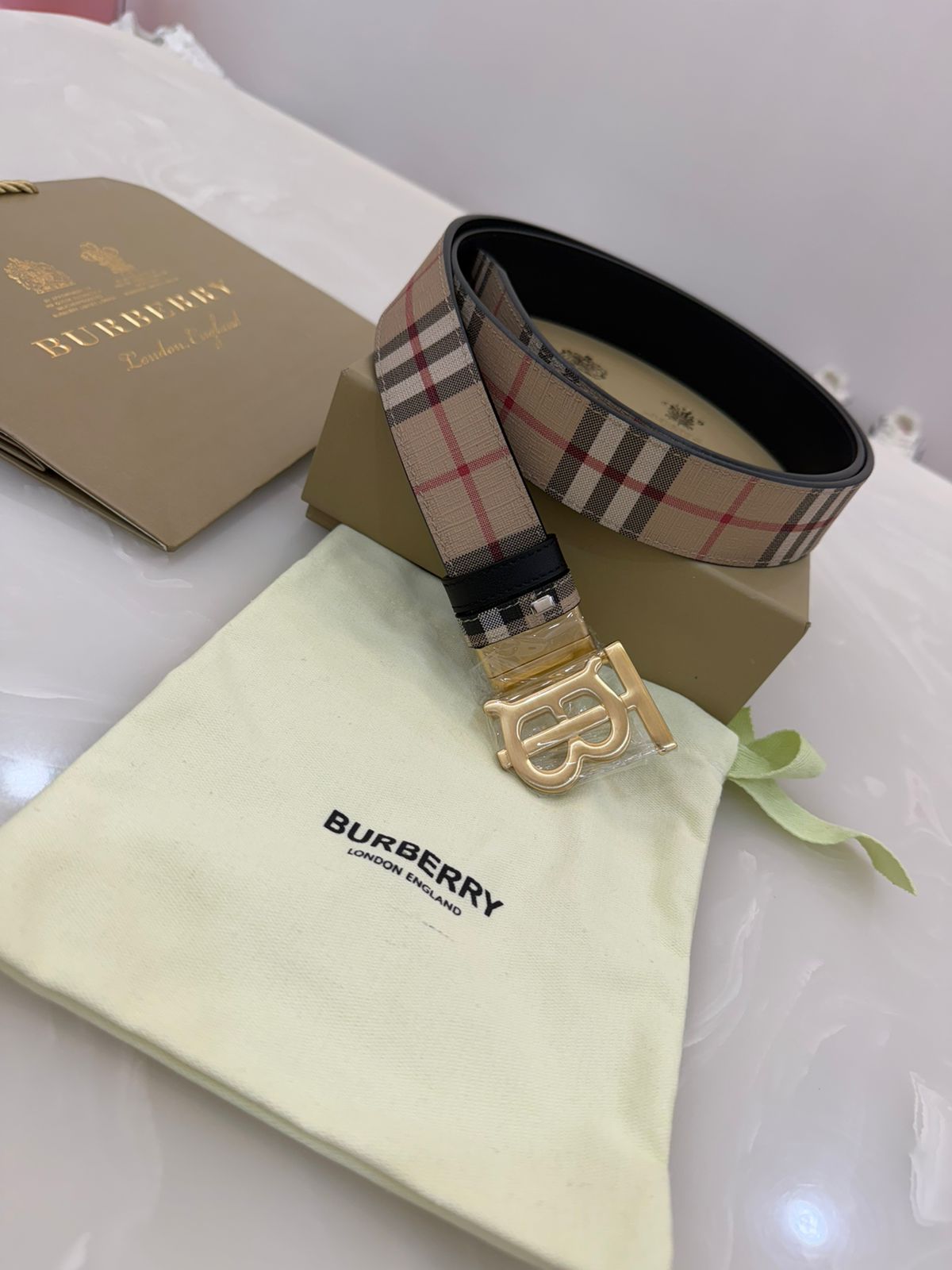 Burberry Reversible Check TB Belt