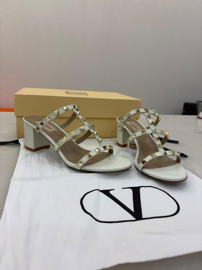 Valentino Garavani Rockstud Calfskin Slide Sandals
