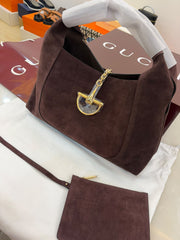 Gucci Softbit Maxi Shoulder Bag in brown suede