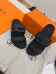 Black Hermès Jackson techno-sandals