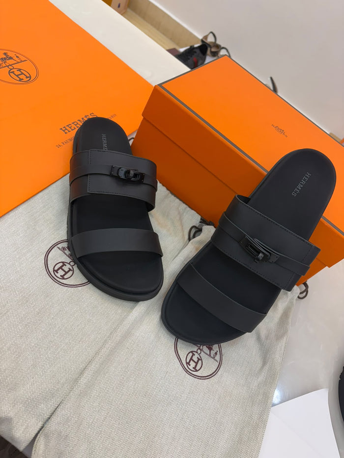 Black Hermès Jackson techno-sandals