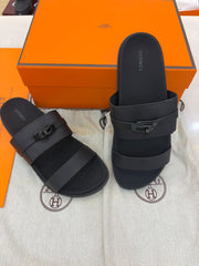 Black Hermès Jackson techno-sandals