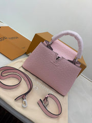 Louis Vuitton Capucines medium bag crafted in soft pink ostrich leather