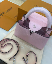 Louis Vuitton Capucines medium bag crafted in soft pink ostrich leather
