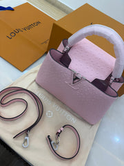 Louis Vuitton Capucines medium bag crafted in soft pink ostrich leather