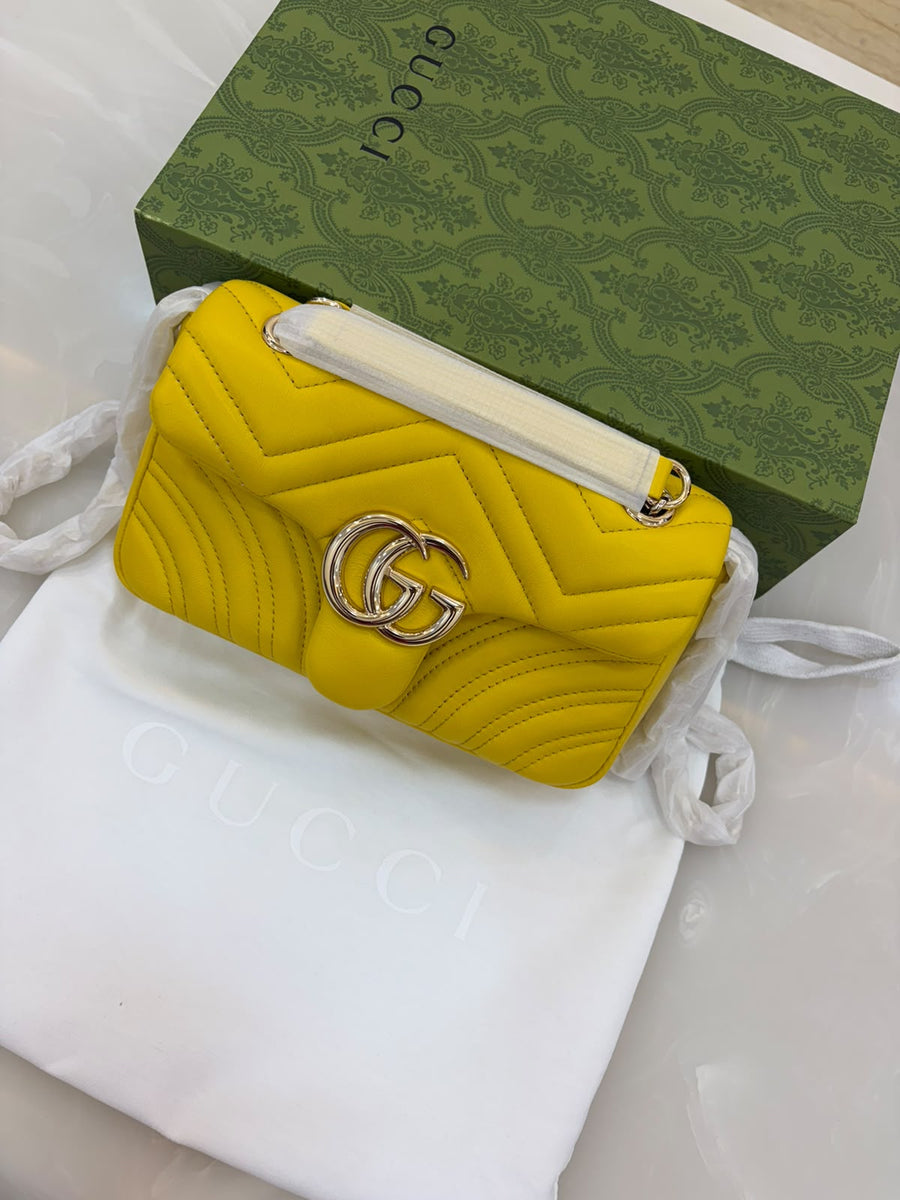 Vibrant yellow Gucci GG Marmont small shoulder bag