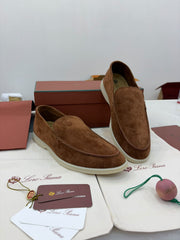 Loro Piana Summer Walk Loafers in tan suede