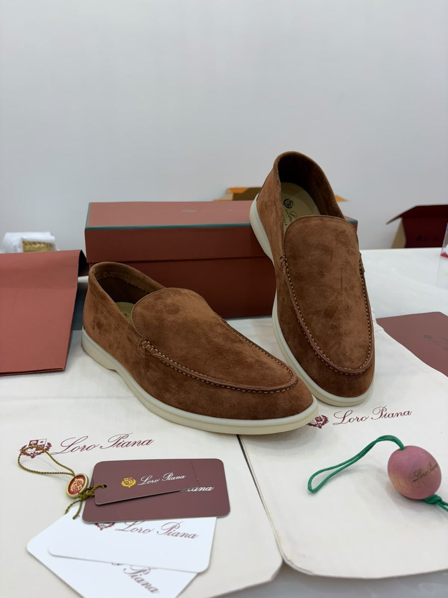Loro Piana Summer Walk Loafers in tan suede