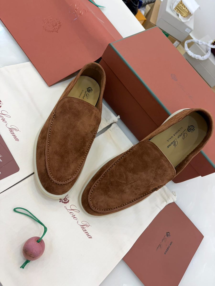 Loro Piana Summer Walk Loafers in tan suede
