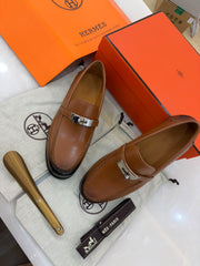 brown leather Hermès Destin Loafers