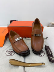 brown leather Hermès Destin Loafers