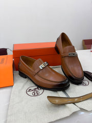 brown leather Hermès Destin Loafers