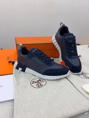 Hermès Bouncing Sneaker in navy calfskin and suede