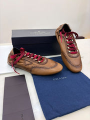 Prada Collapse Antiqued Nappa Leather Sneakers